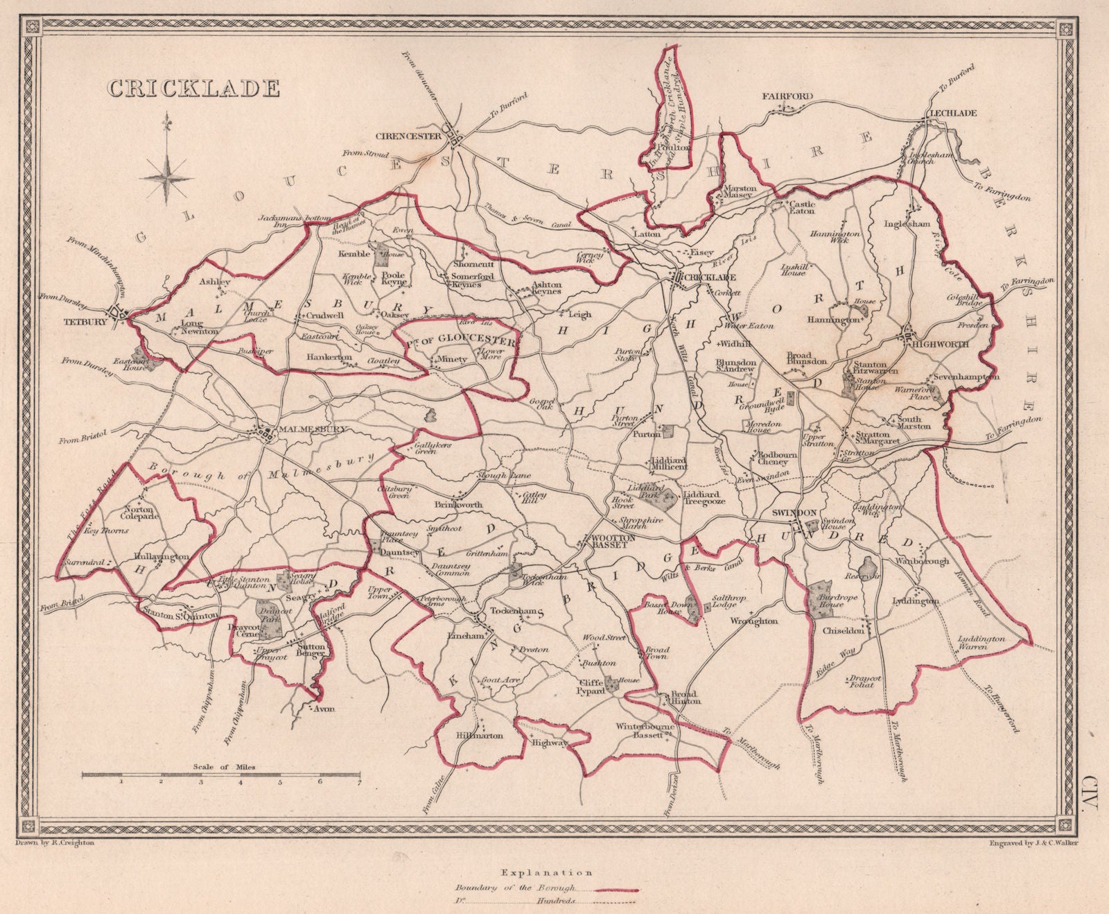 CRICKLADE borough plan. Wiltshire towns. CREIGHTON/WALKER 1835 old antique map